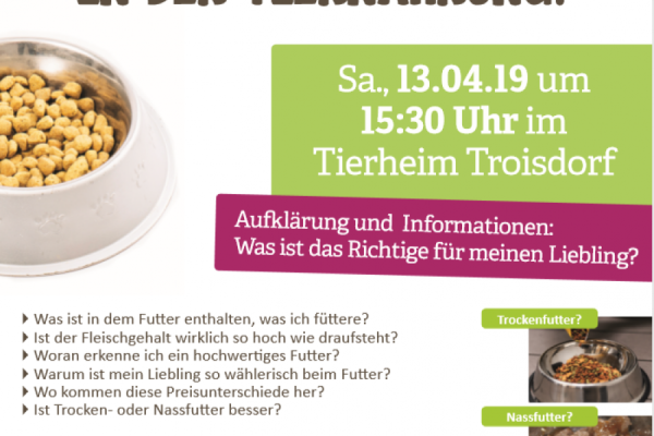 Vortrag über Tiernahrung im Tierheim