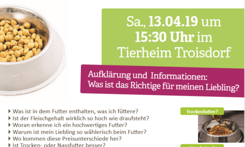 Vortrag über Tiernahrung im Tierheim